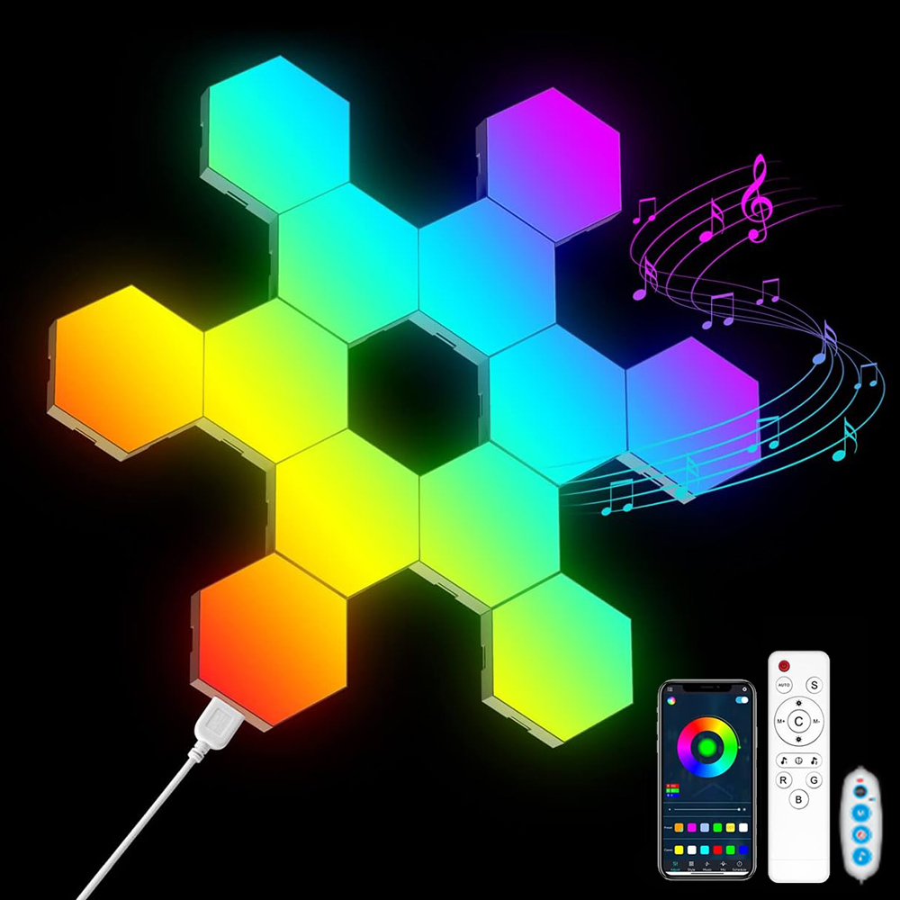 Pixel Art Led Panel - Luz LED hexagonal RGB, luz de