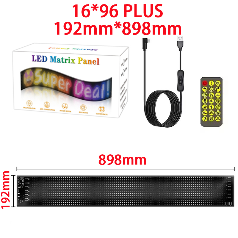 Pixel Art Led Panel - 【16x96 LED PLus】【192mm*898mm】【120mm*595mm】Panel de píxeles de